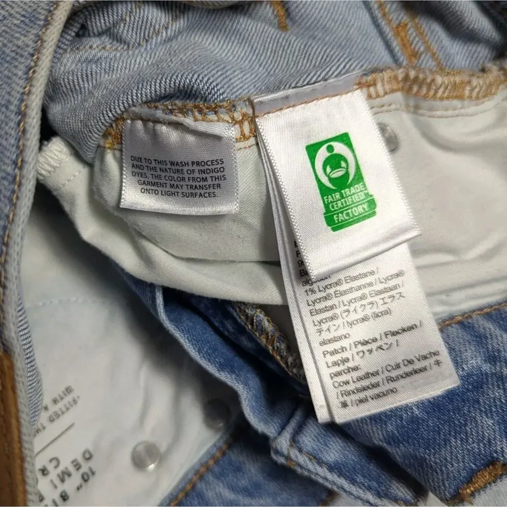 J Crew Jeans Sz 28 Demi Boot Crop Frayed Hem Billie High Rise Denim 10" Light - Picture 10 of 11